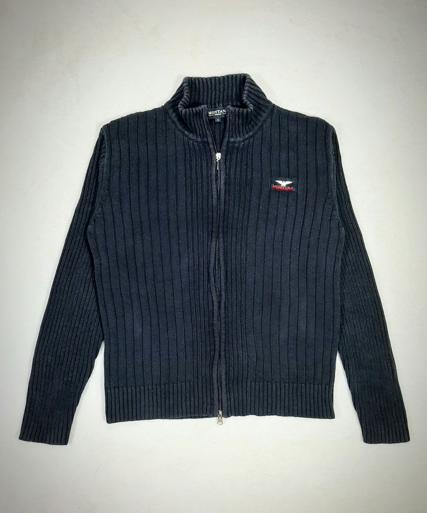 Sweter Granatowy Rozpinany Montana Full Zip Sweater r. S 90s 2000s Tru