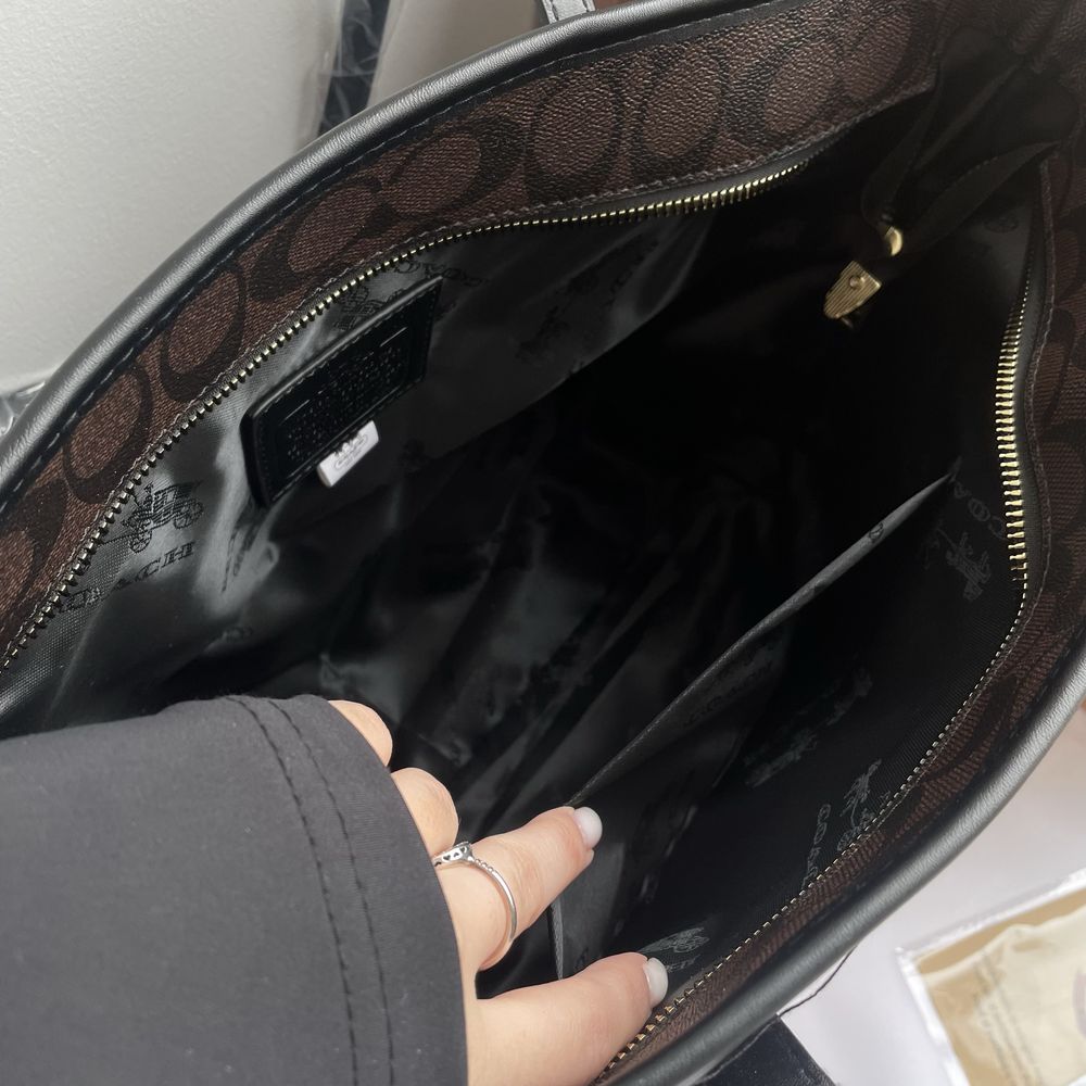 Сумка coach шопер монограмная