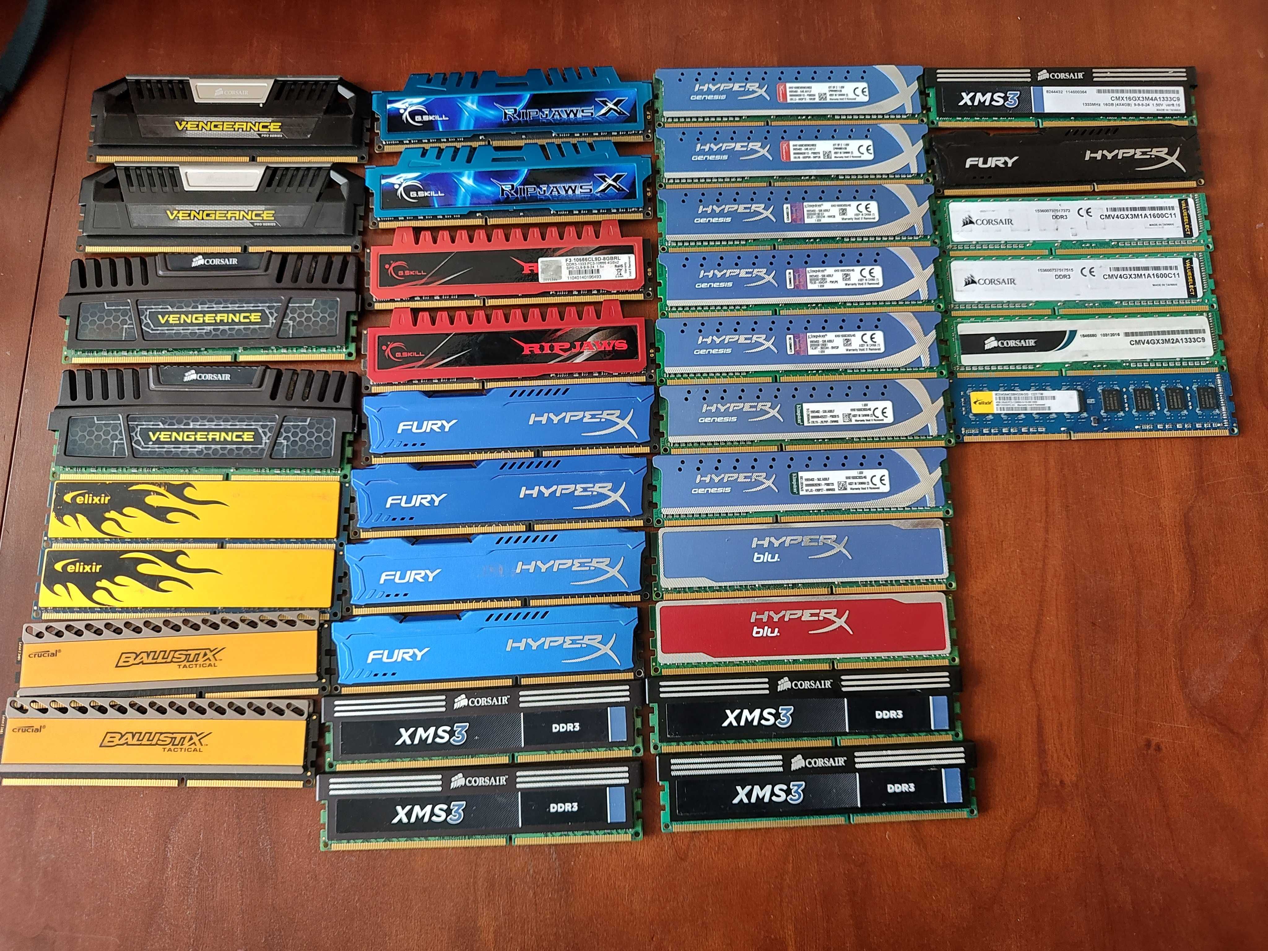35x pamięć RAM 4GB DDR3 PC3 G.Skill, HyperX, Vengeance, XMS3 Mix DIMM