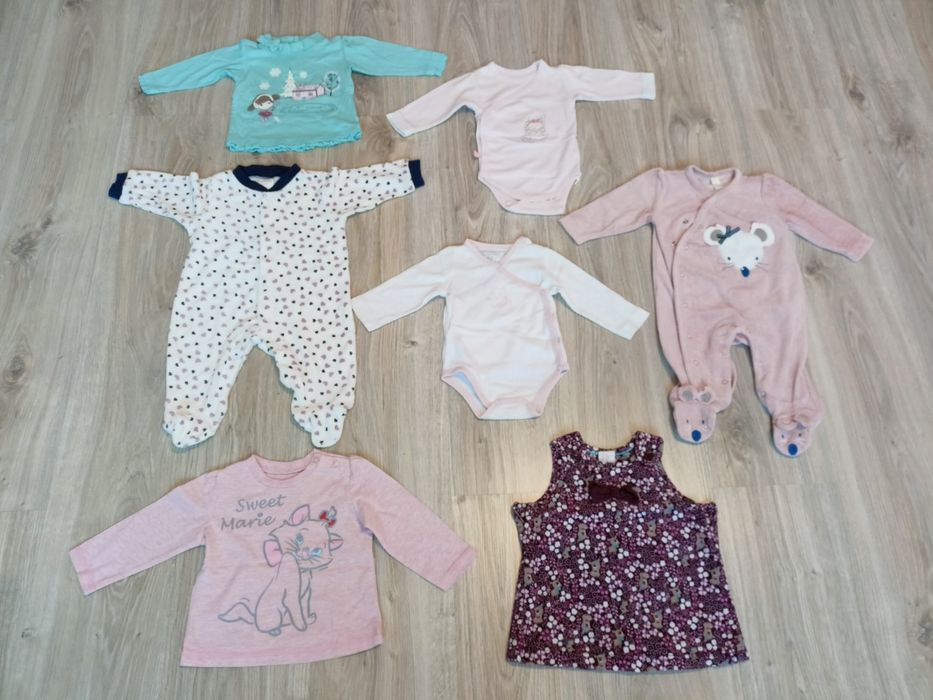 Zestaw ubrań dla dziewczynki, 2 x kombinezon, rozmiar 56 i 62, paka