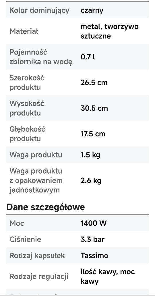Express do kawy na kapsułki