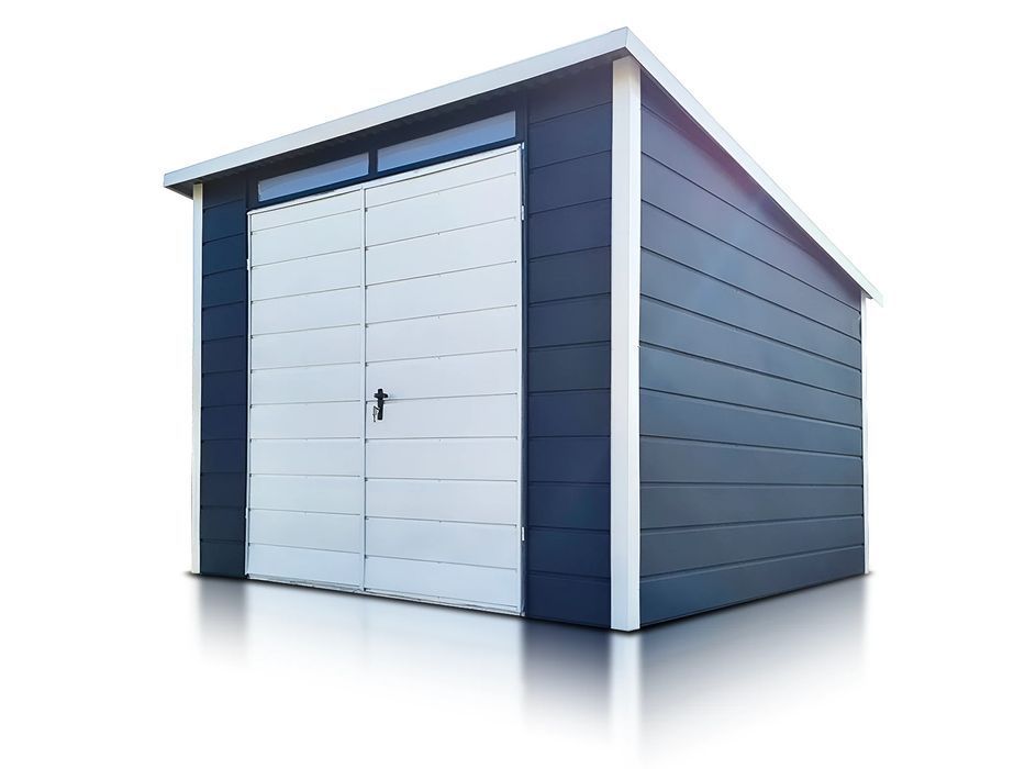 Garaż blaszany 3x3 m - Dach jednospadowy, Brama dwuskrzydłowa, Grafit