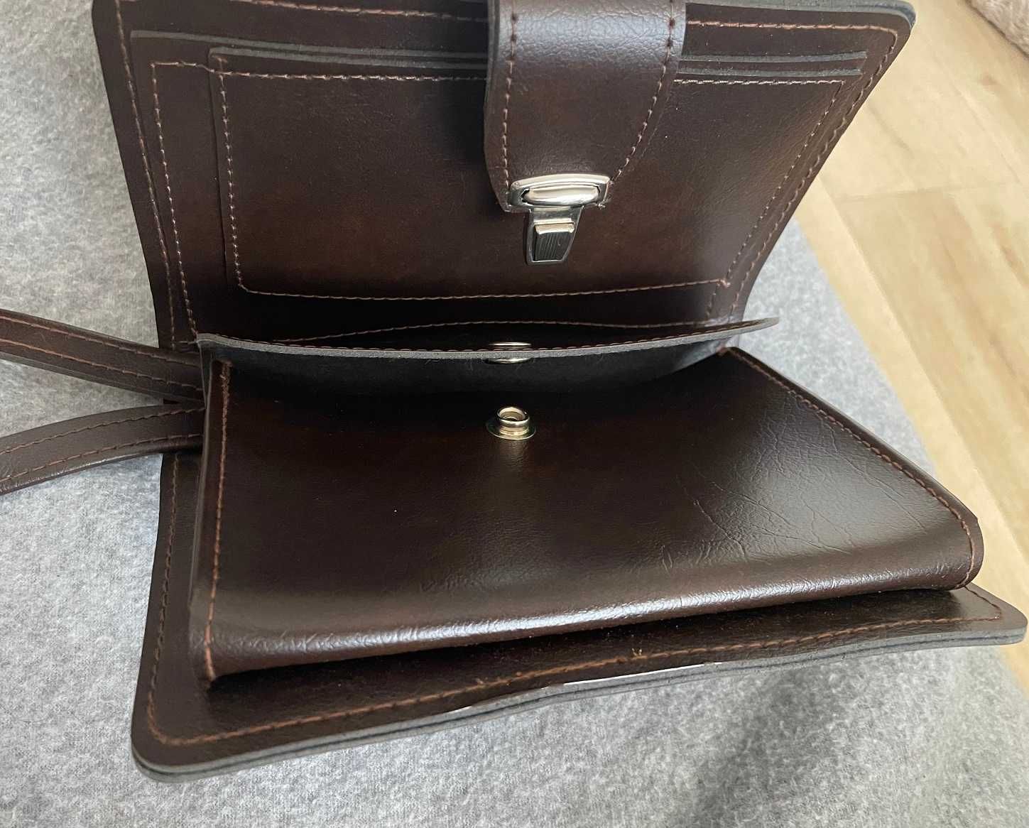Saszetka męska do ręki skórzana brązowa rozpinana Bag Street
