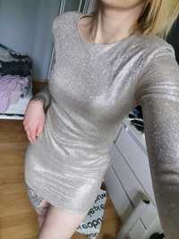 Piękna sukienka brokatowa srebrna rozm S