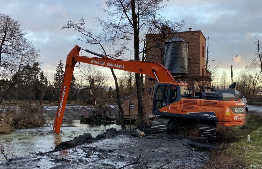 Kopanie stawów koparki long wynajem