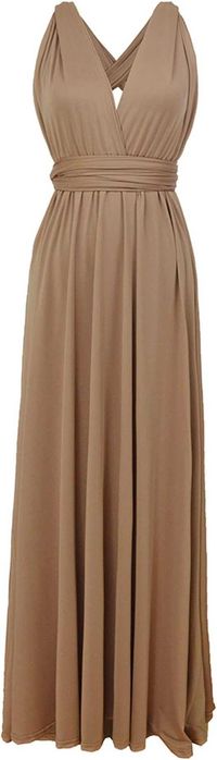 Brązowa sukienka koktajlowa elegancka maxi letnia wielofunkcyjna M 38