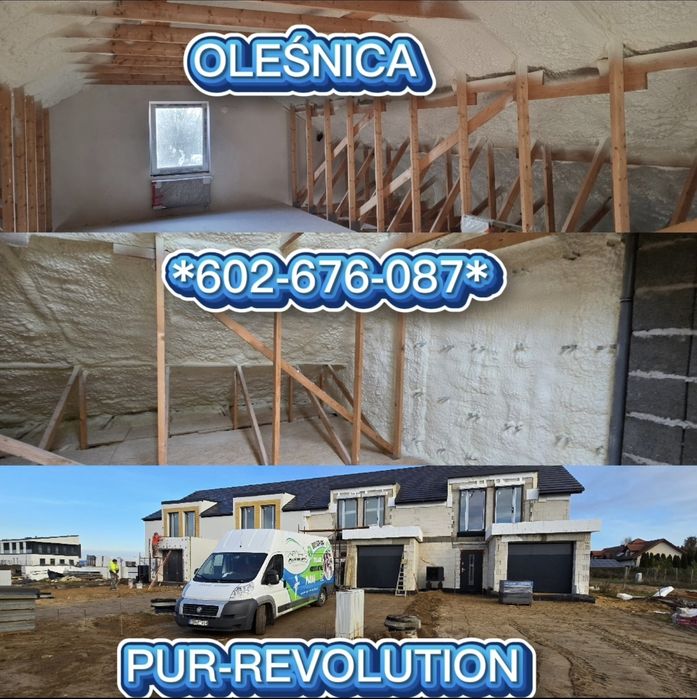 Izolacja pianką poliuretanową ocieplenie Dachu poddasza pianą pur