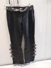 czarne skórzane damskie spodnie włoskie 44