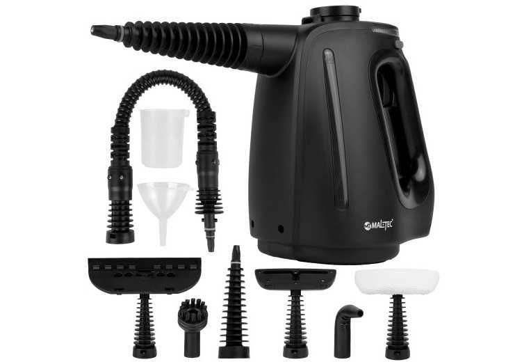 Пароочисник чорний Maltec 1350 W компрактний / ручний пароочиститель