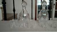 2 conjuntos de garrafa licor + 5 copos em cristal da Cristal D'Arques