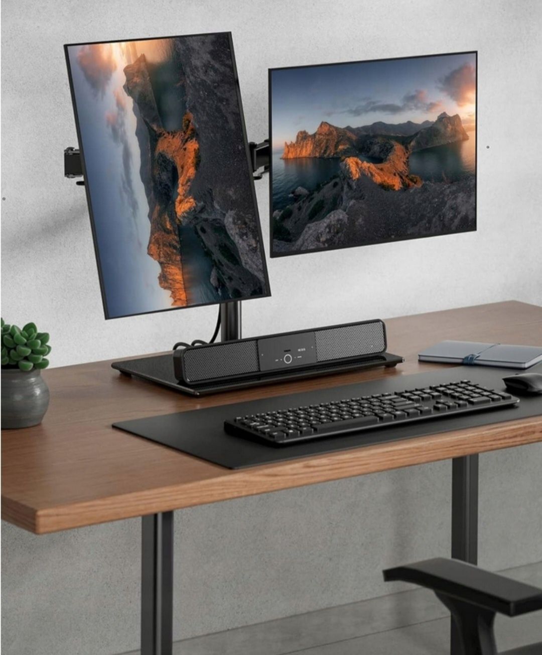 ErGear Uchwyt na dwa monitory stojący dla 13-32 cali EGCM3