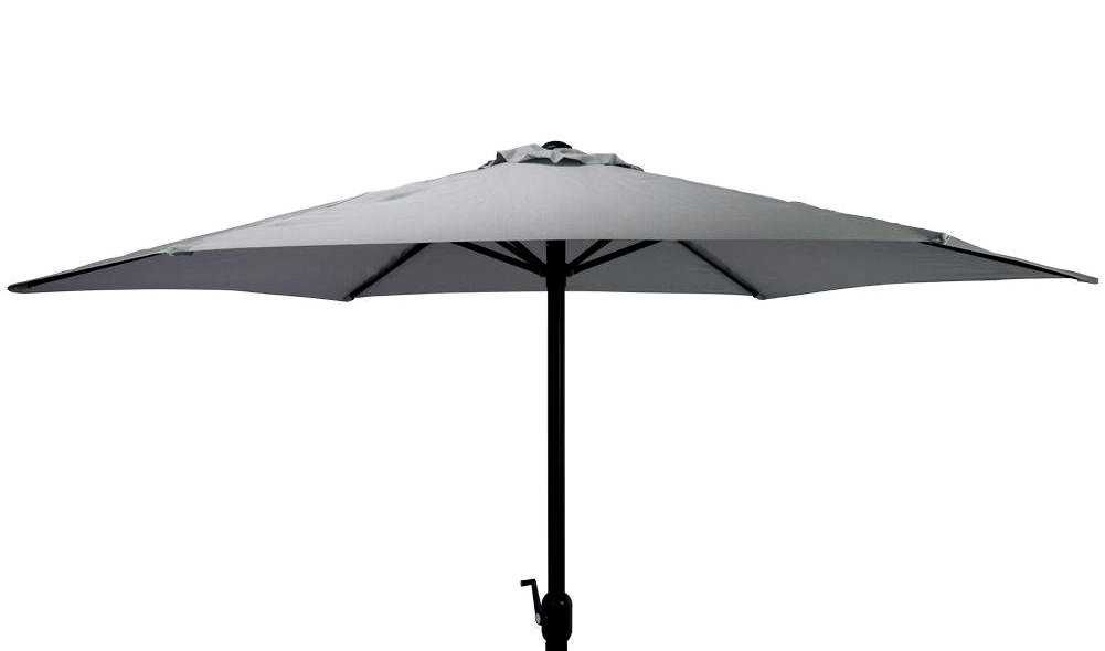 Duży parasol ogrodowy 300 cm rozkładany na korbkę, szary - NOWY