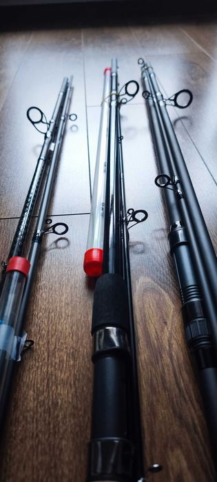 Zestaw 3 wędki z kołowrotkami ,nowe Karpiowa,Feeder,Method Feeder