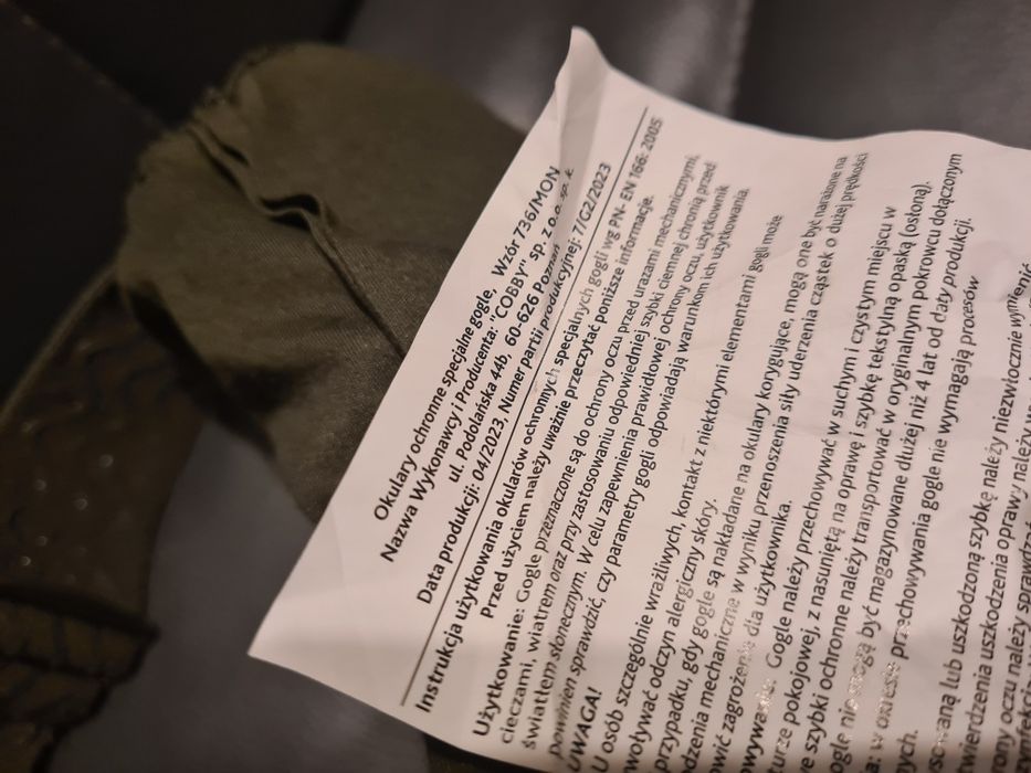 Okulary ochronne specjalne gogle wz. 736/MON