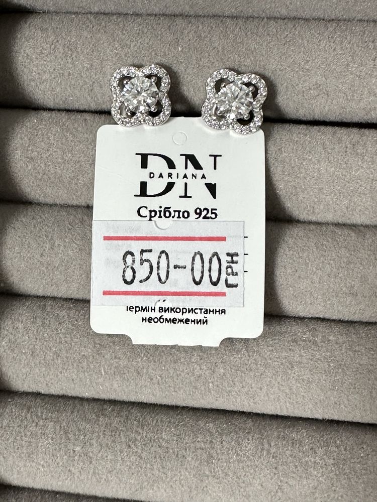Сережки з муасанітами лабораторний діамант 0,5 Ct