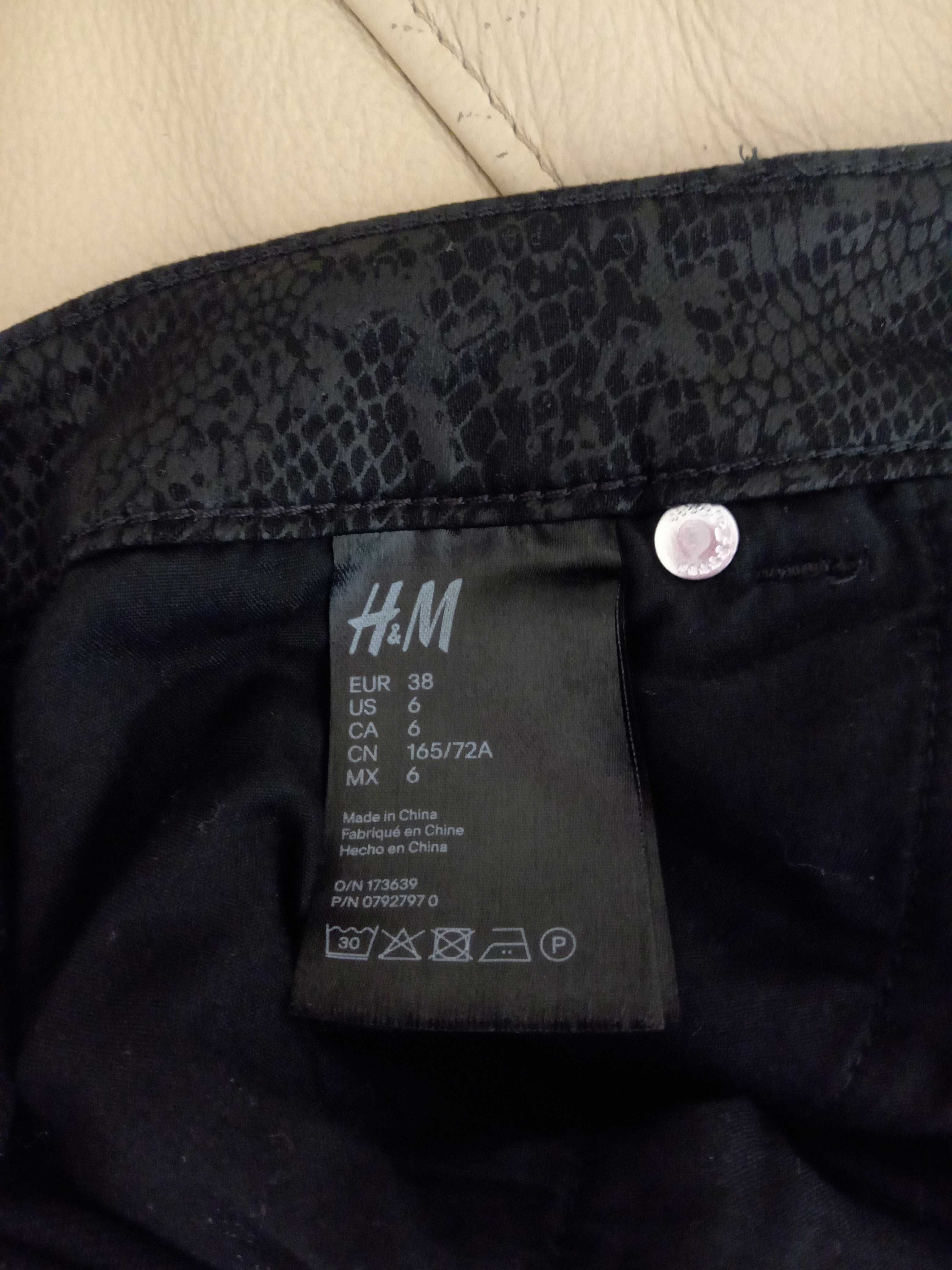 Spódnica spódniczka wężowa skóra czarna h&m 36 s