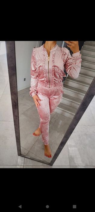 Komplet dres Just Unique M różowy bluza i spodnie