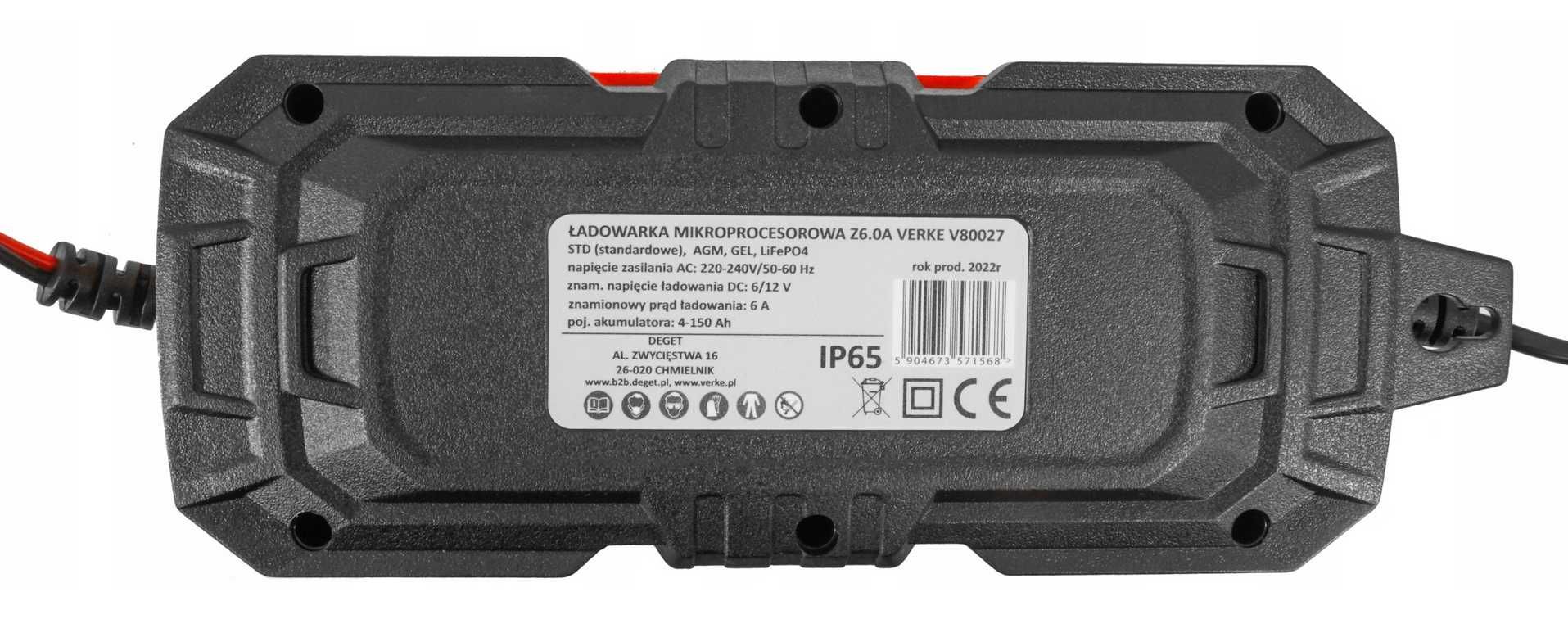 Prostownik Ładowarka Do Akumulatora LCD 6V/12V 6A VERKE