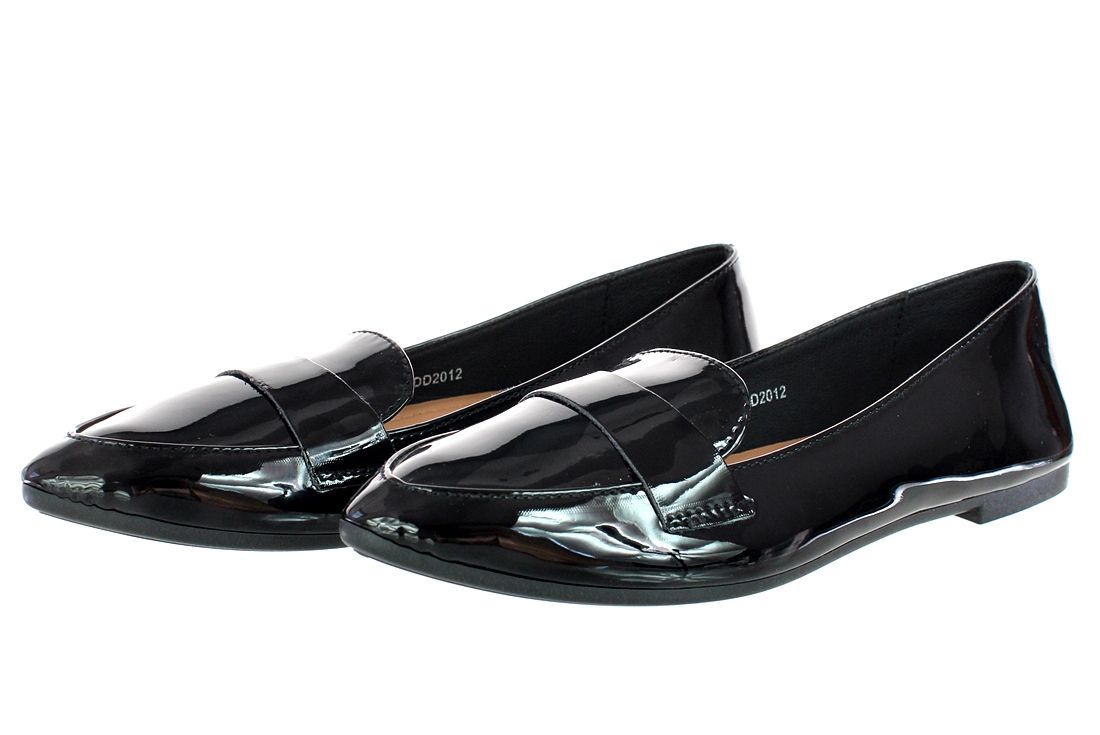 Baleriny Lakierki Czarne Eleganckie Buty Damskie 6356 Rozmiar: 37