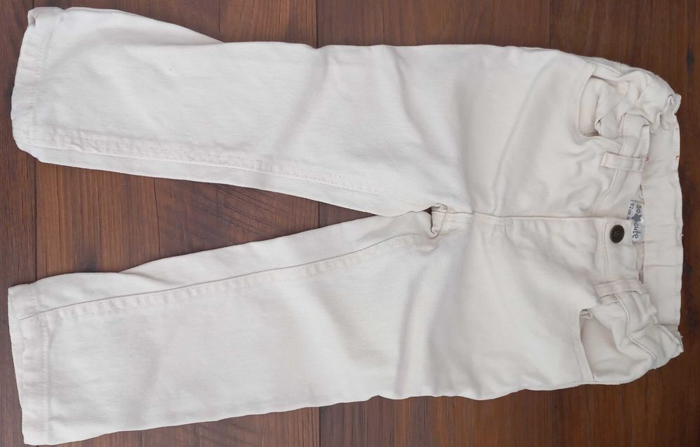 Spodnie jeansy kremowe r.92 bawełna