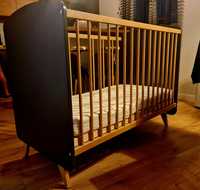 Łóżko dziecięce łóżeczko kojec antracyt 120x60 + materac Gryka