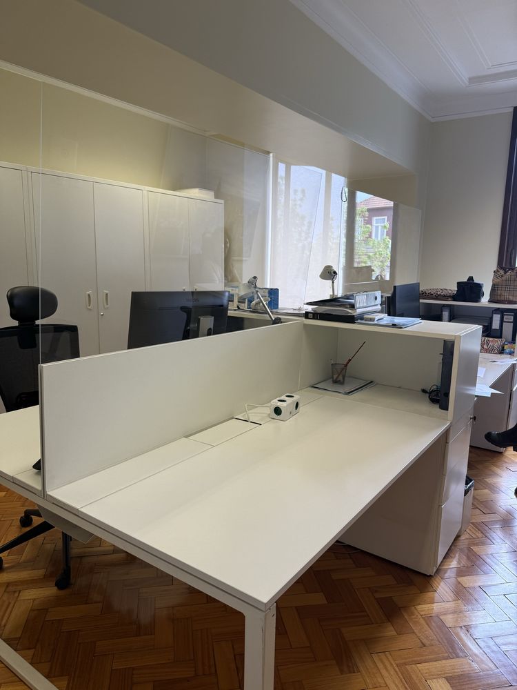 Mesa LPO 3660x1530 4 Postos C/4 BL  Branco/TP Melamina Branca L03