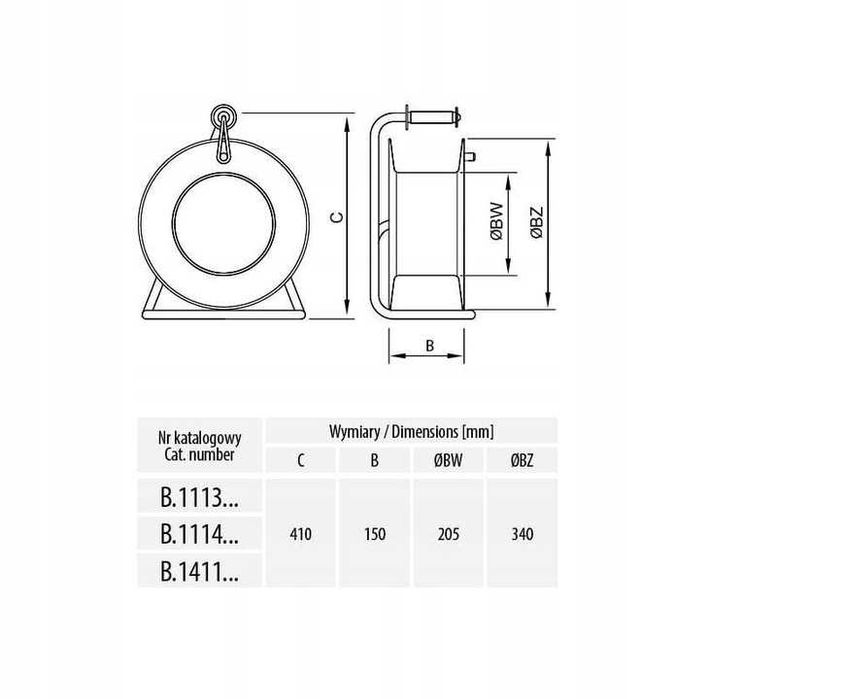 Przedłużacz bębnowy budowlany gruby Pawbol 50m 3x2,5
