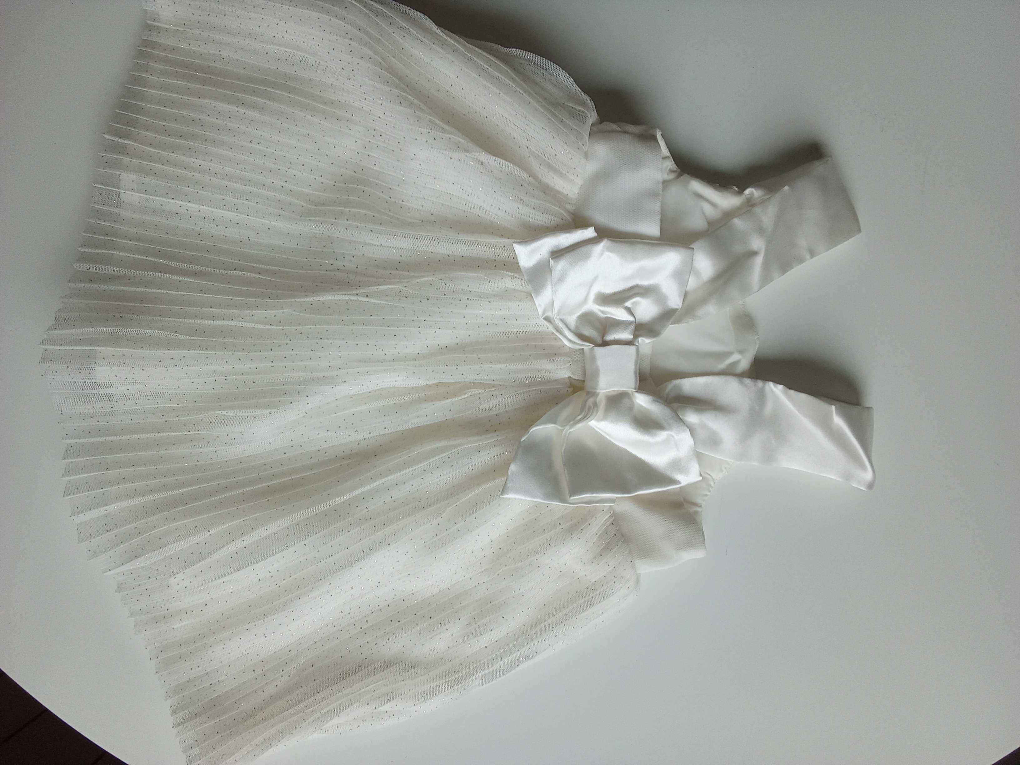 Sukienka tiulowa, biała z kokardą H&M r 68