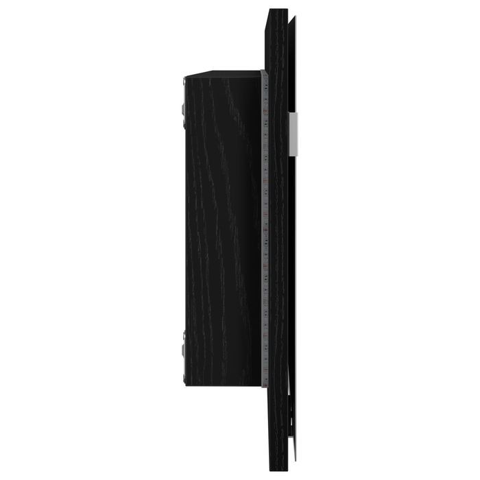 Szafka Lustro Łazienkowa Z Oświetleniem Led Czarny Dąb 80X37 Cm