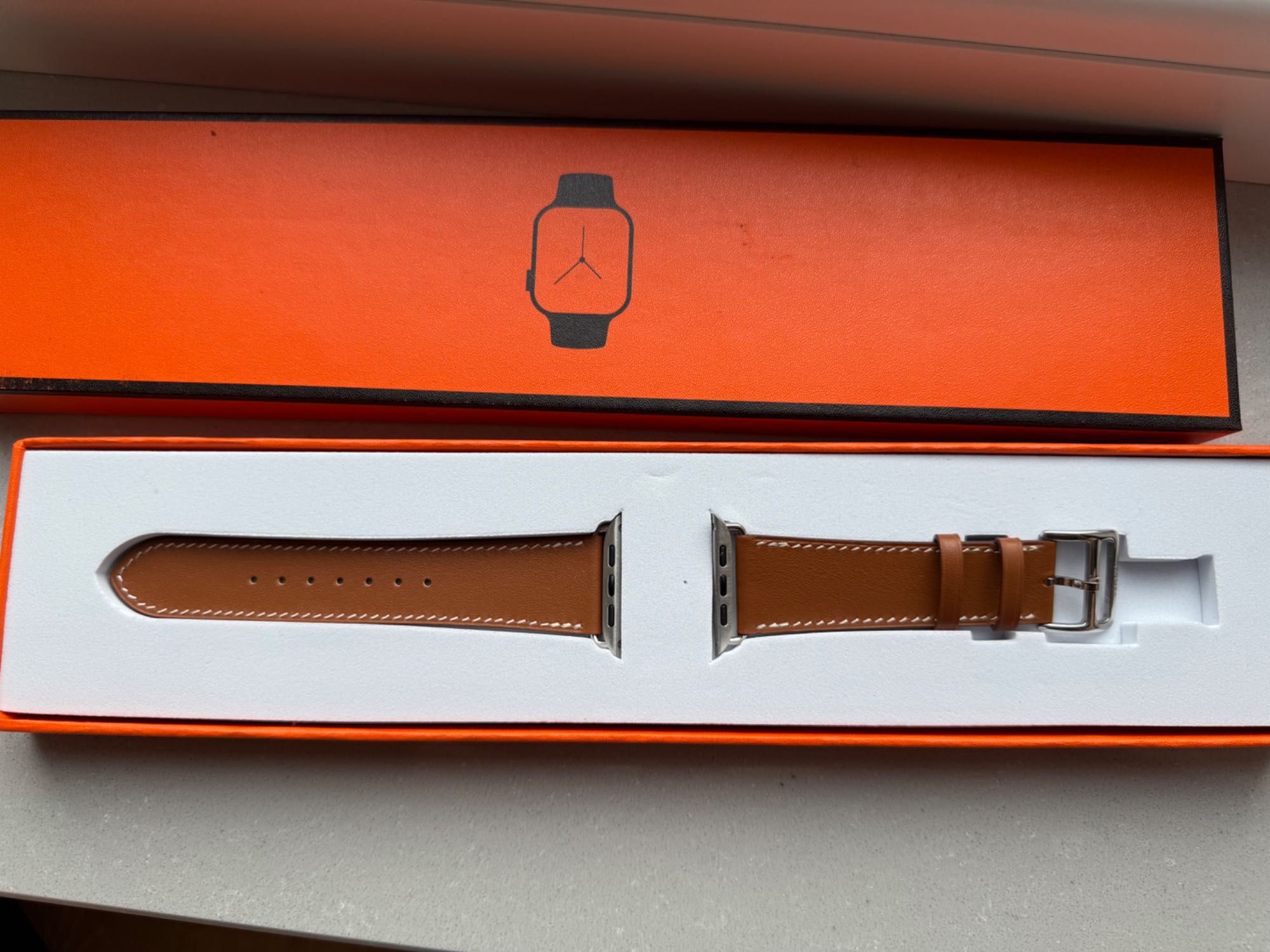 Pasek Apple Watch Hermes Single Tour 42- 49mm brązowy skóra naturalna
