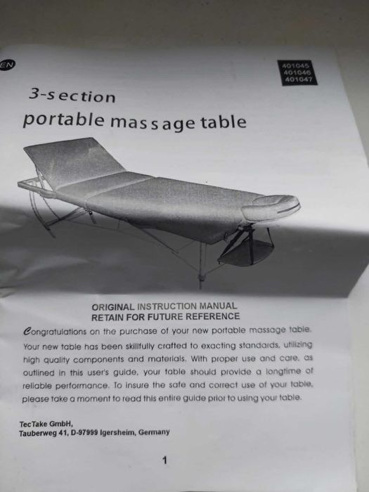 stół do masażu czarny 3-strefowy