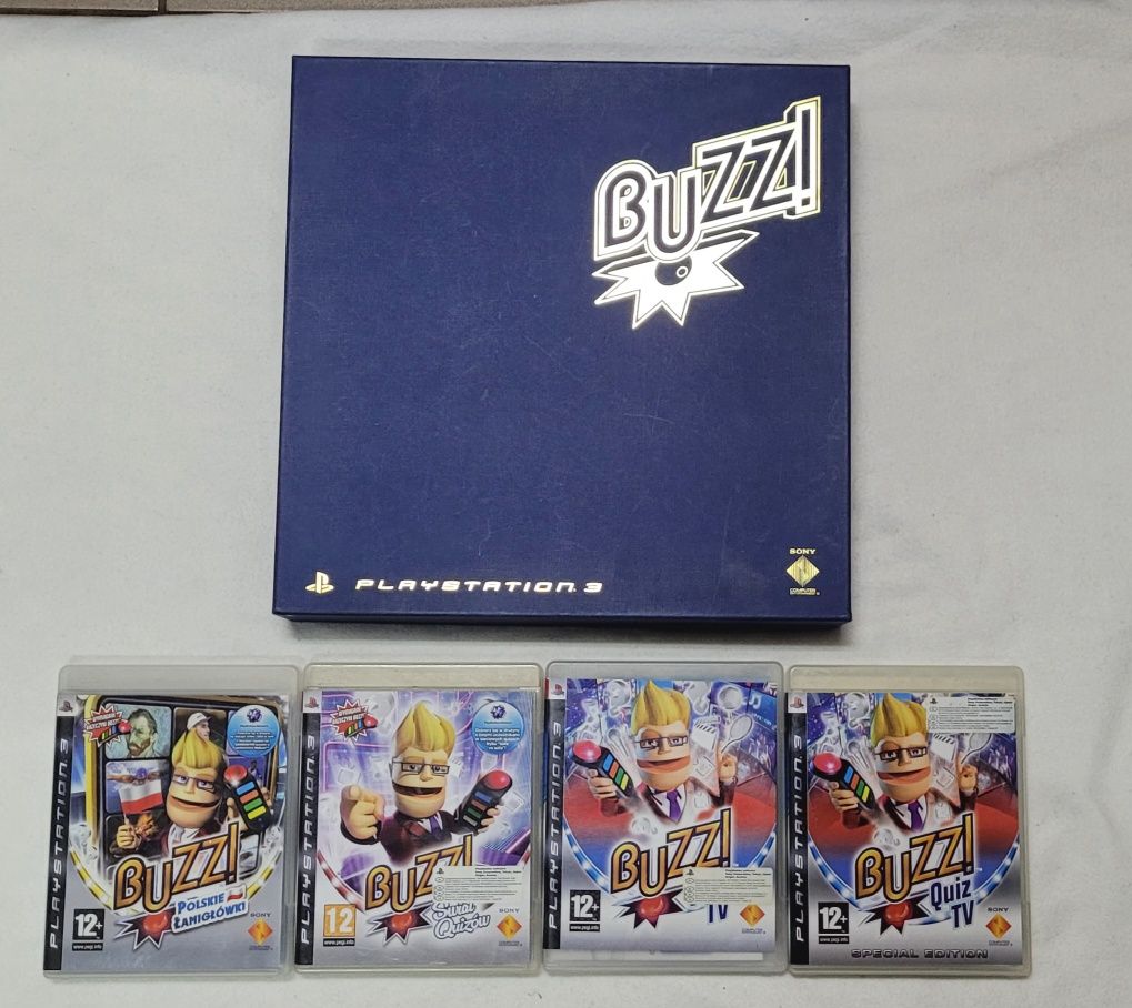 Buzz! Quiz PS3 zestaw + 4 gry PL