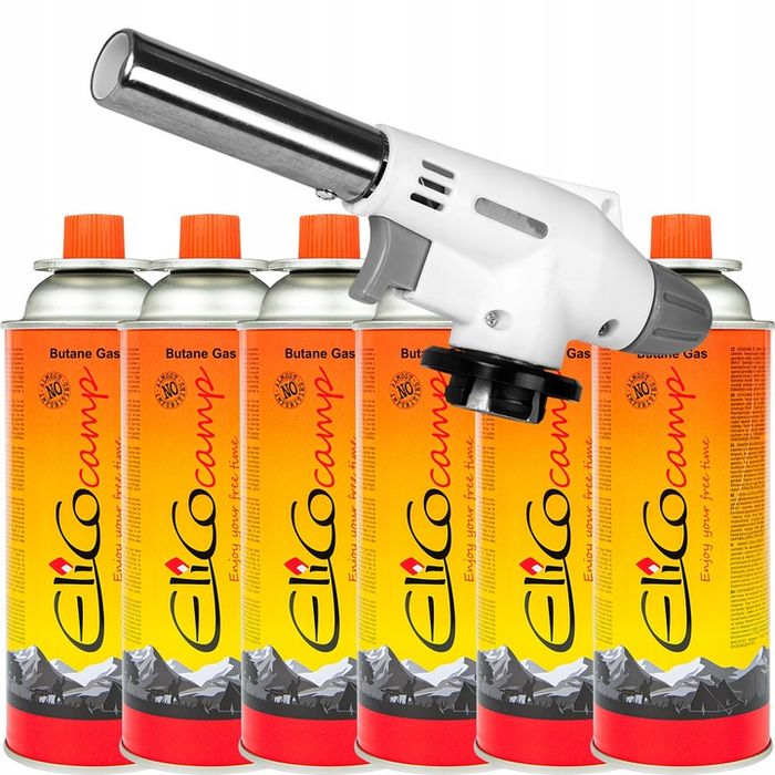 Palnik Gazowy Lutlampa Opalarka Regulowany + 6x Kartusz Gaz Xl 220g 40