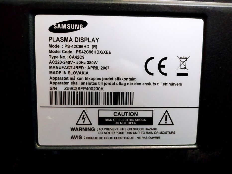 Продам плазмовий телевізор Samsung 42 дюйми