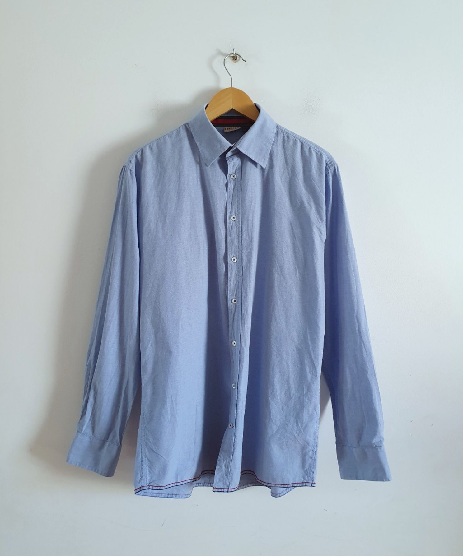Niebieska bawełniana koszula męska casual bawełna cotton Livergy M/L