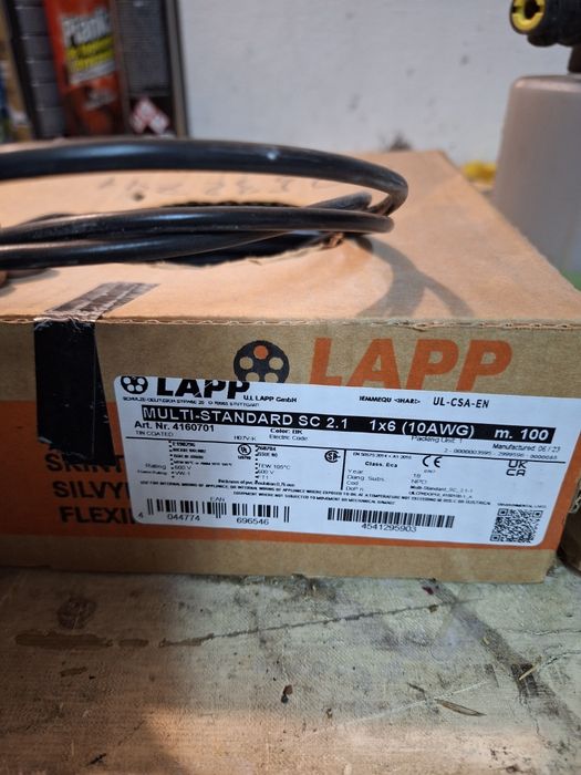 Kabel, przewód 6mm 10 awg czarny multistandard lapp
