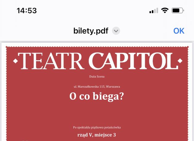 Bilety o co biega sztuka teatr capitol piatek