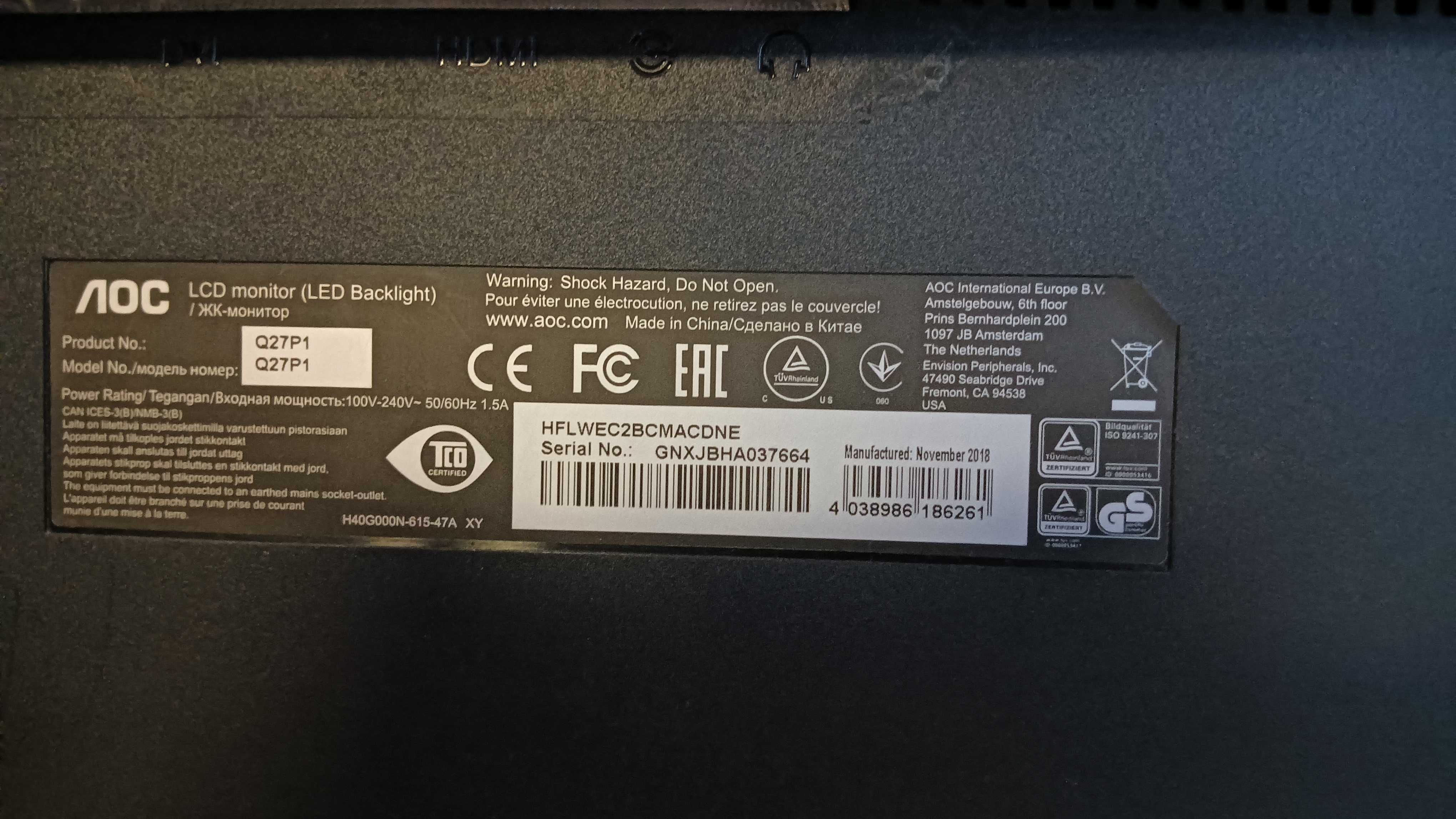 Monitor AOC Q27 QHD