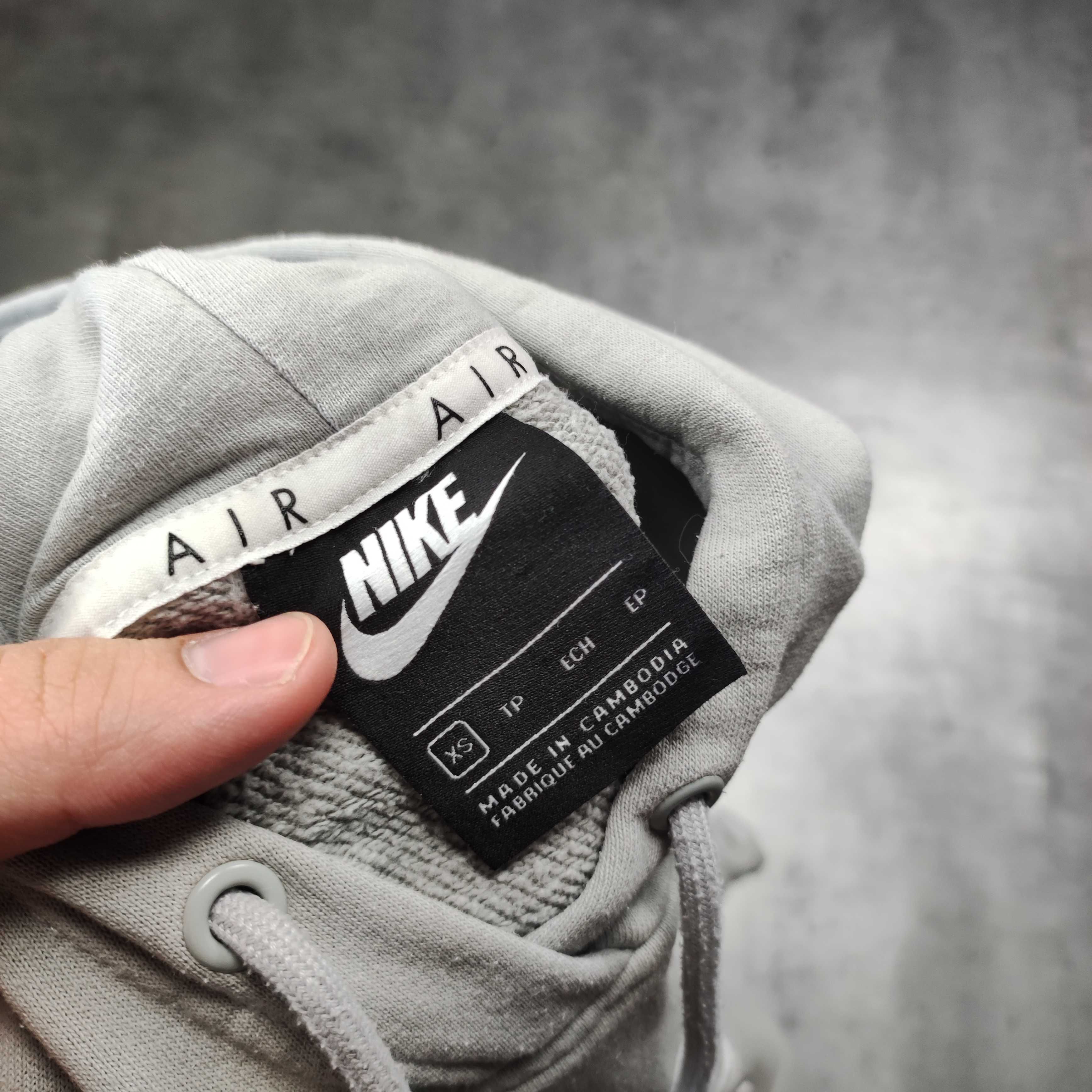 MĘSKA Bluza z Kapturem Hoodie szara Nike Duże Logo AIR Kangurka Haft