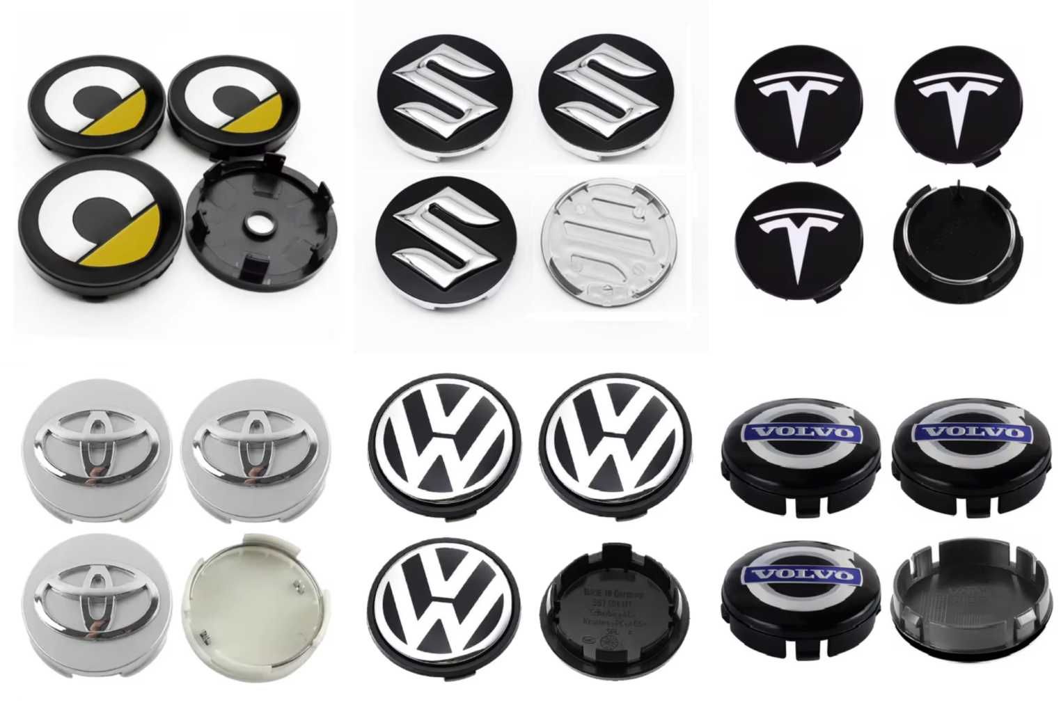 Centros/tampas de jante completos ou autocolantes para todas as marcas