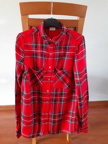koszula damska Pimkie – 34, wzór szkocka krata, czerwona, 100% wiskoza