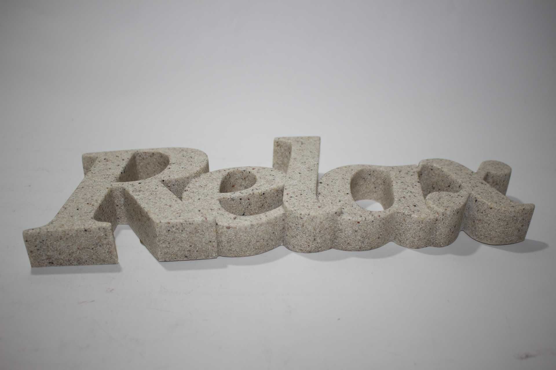 Letras / Lettering - RELAX - Decor Decoração Zen - Imitar pedra