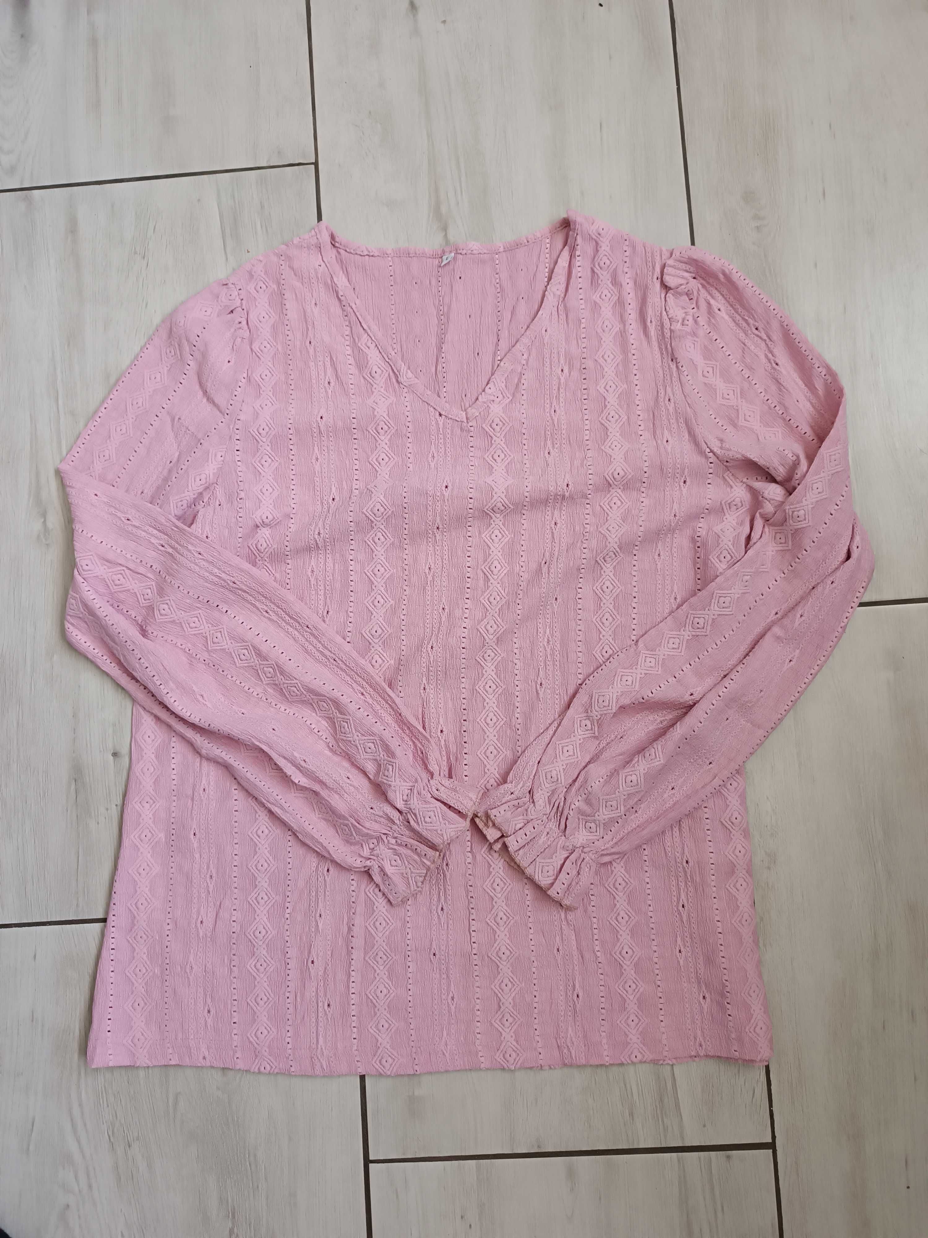 Piękna różowa bluzka z długim rękawem L