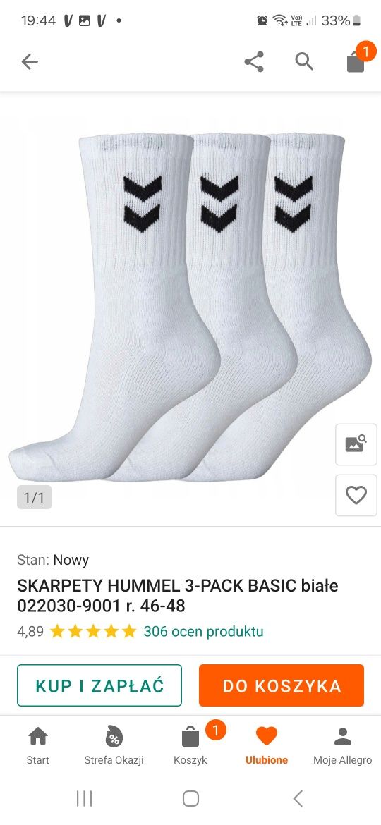 Skarpety męskie marki Hummel 46-48 białe