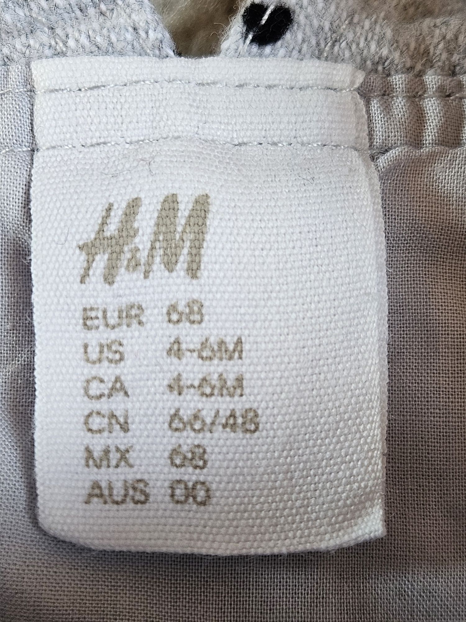 Sukienka szara w serduszka H&M r. 68 bawełna