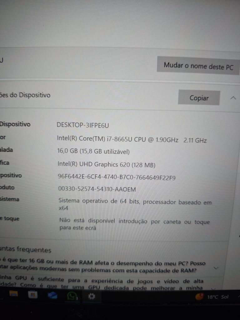 Portátil 16gb RAM I7