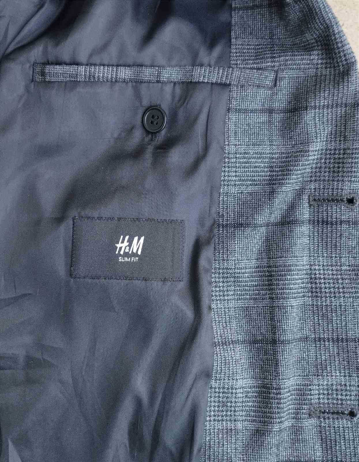 Котоновый пиджак в клетку зауженного кроя H&M