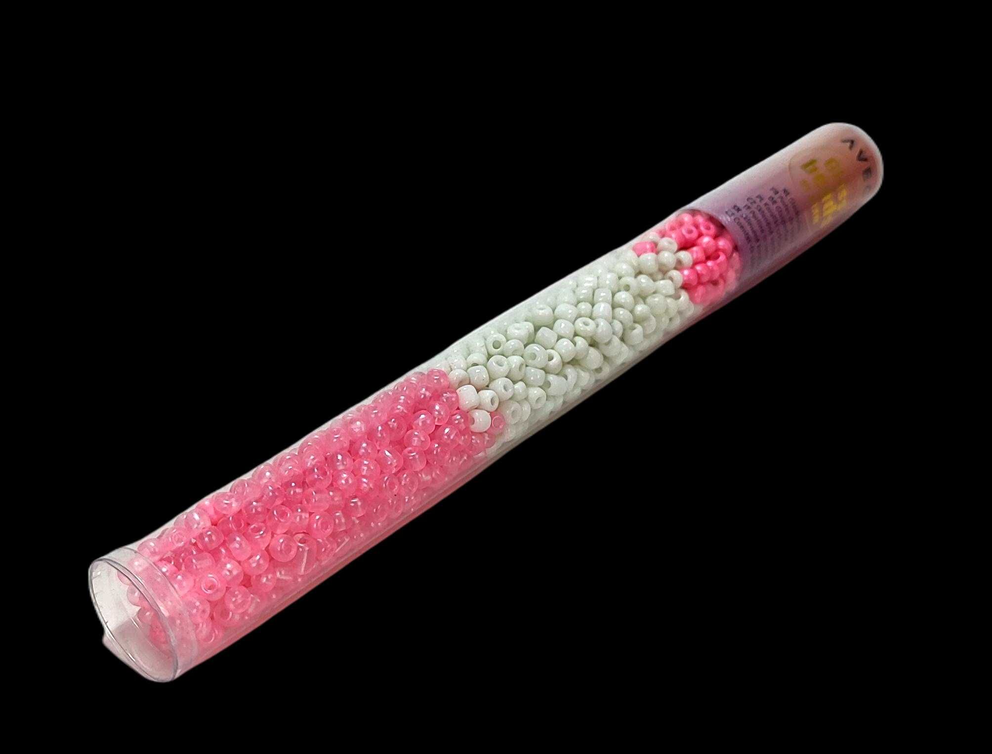 Zestaw kolorowych koralików w tubie - różowe