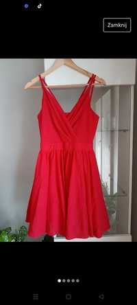 Błyszcząca sukienka brokatowa r 36 s różowa fuksja Elizabeth colection
