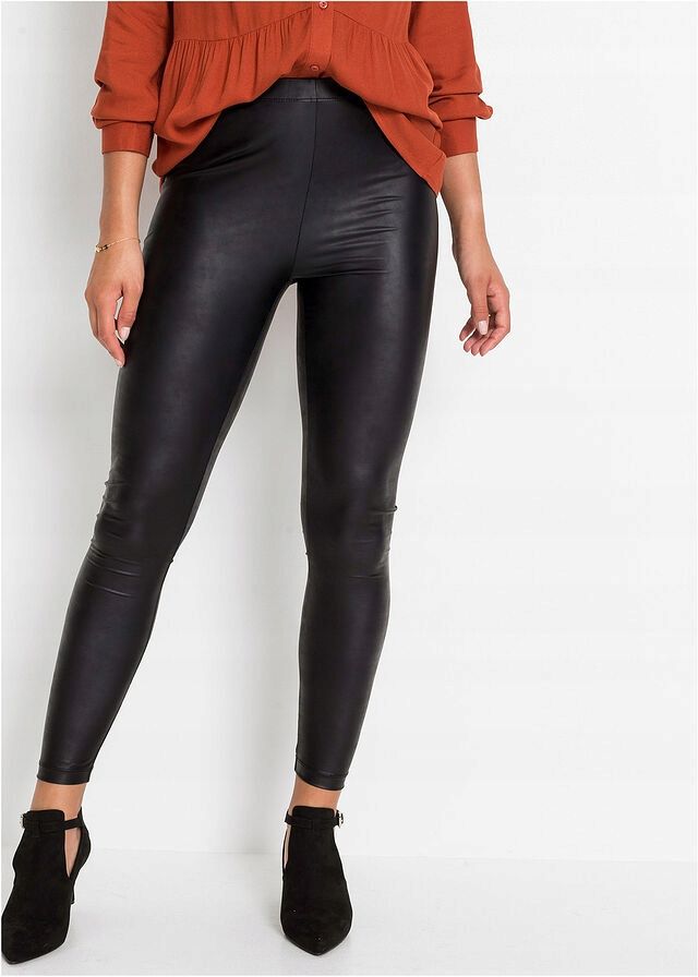 B.P.C legginsy czarne z eko skóry 40/42.